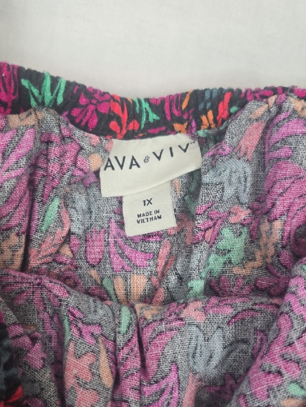 Ava & Viv Floral Multicolor Elastic-Waist Jumper Sz 1X - Picture 5 of 12